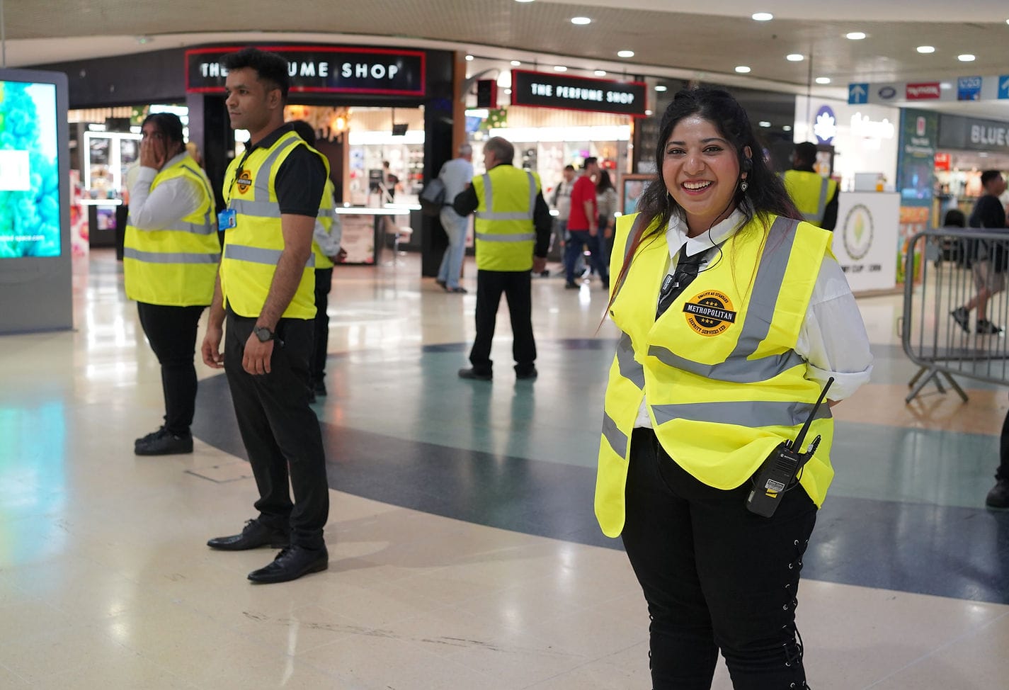 Security Staff is providing discreet protection in a commercial building